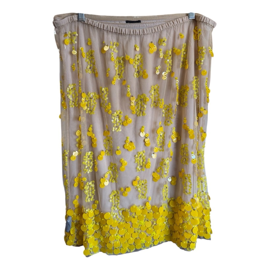 Jcrew flower sequin midi skirt yellow nude - Picture 2 of 6